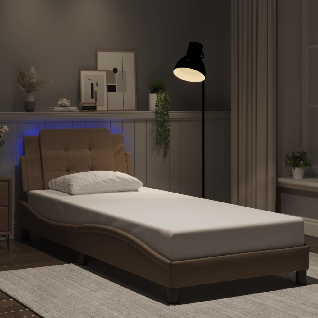 Bettgestell mit LED ohne Matratze "Zadar" Cappuccino-Braun 100x200 cm