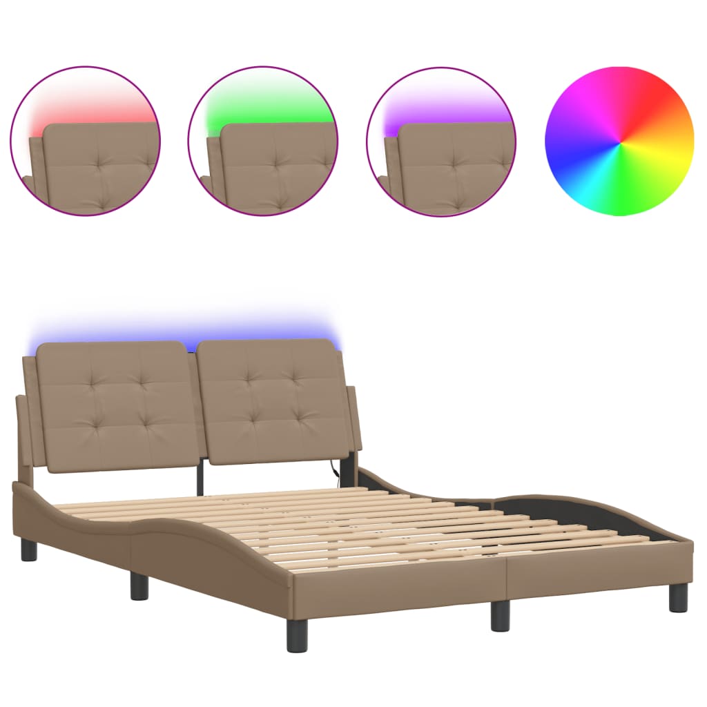 Bettgestell mit LED ohne Matratze "Zadar" Cappuccino-Braun 120x200 cm