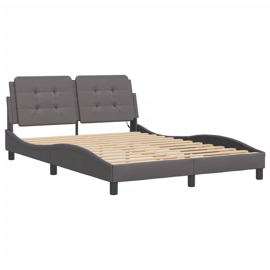 Bettgestell mit LED ohne Matratze "Zadar" Grau 140x190 cm