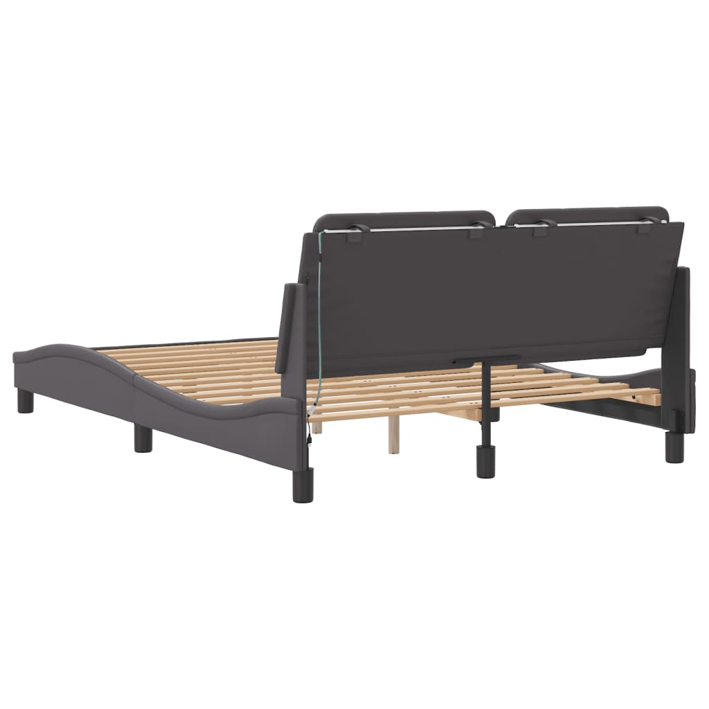 Bettgestell mit LED ohne Matratze "Zadar" Grau 140x190 cm