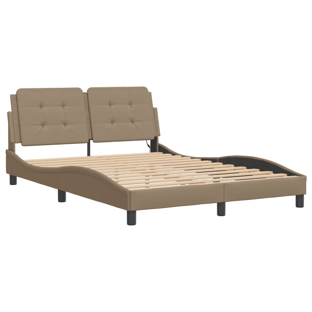 Bettgestell mit LED ohne Matratze "Zadar" Cappuccino-Braun 140x200 cm