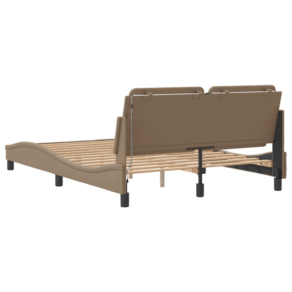 Bettgestell mit LED ohne Matratze "Zadar" Cappuccino-Braun 140x200 cm