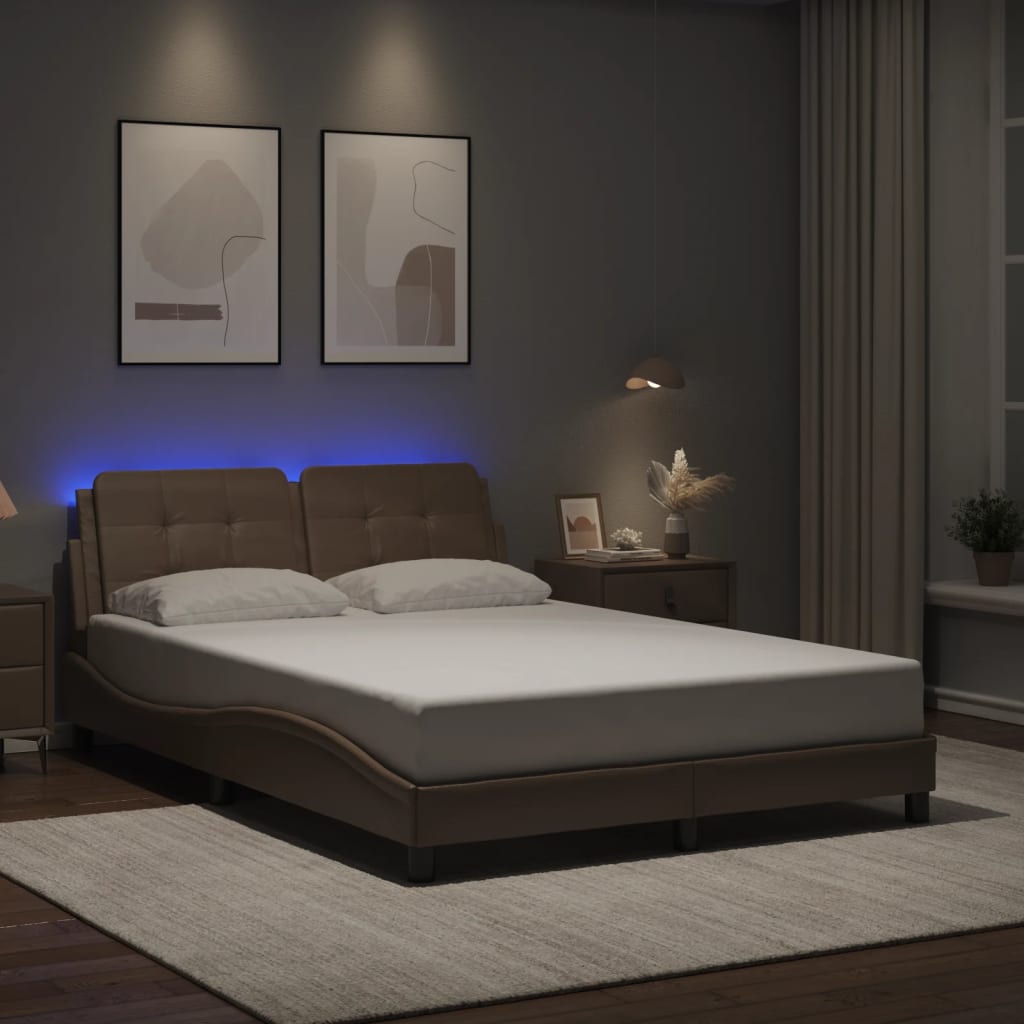Bettgestell mit LED ohne Matratze "Zadar" Cappuccino-Braun 140x200 cm
