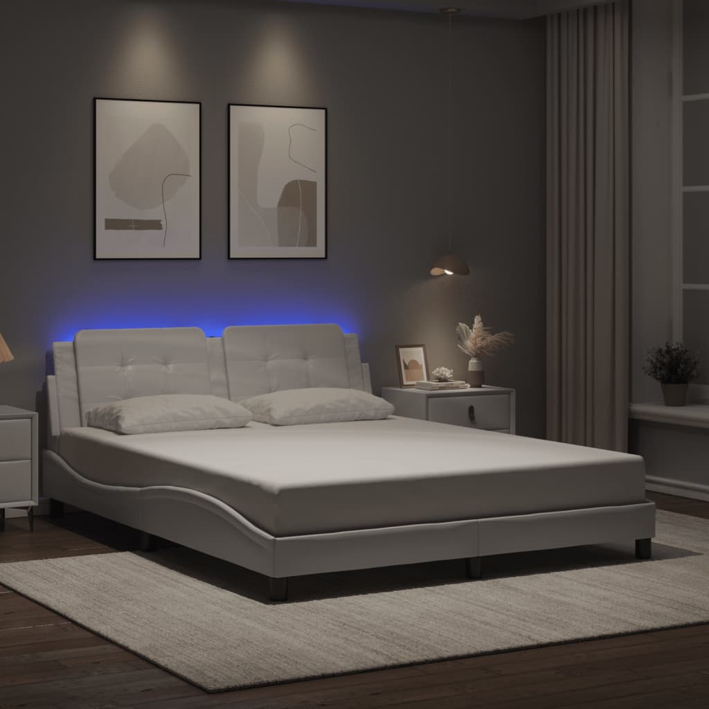 Bettgestell mit LED ohne Matratze "Zadar" Weiß 160x200 cm