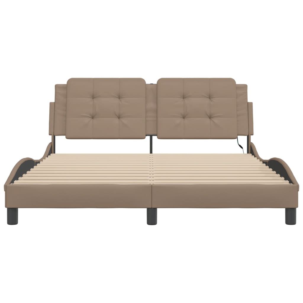 Bettgestell mit LED ohne Matratze "Zadar" Cappuccino-Braun 160x200 cm