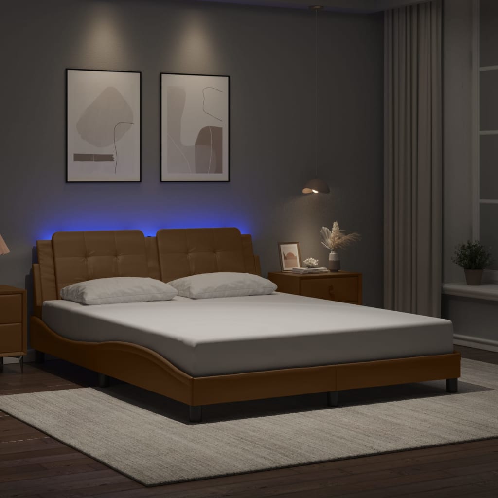 Bettgestell mit LED ohne Matratze "Zadar" Cappuccino-Braun 160x200 cm