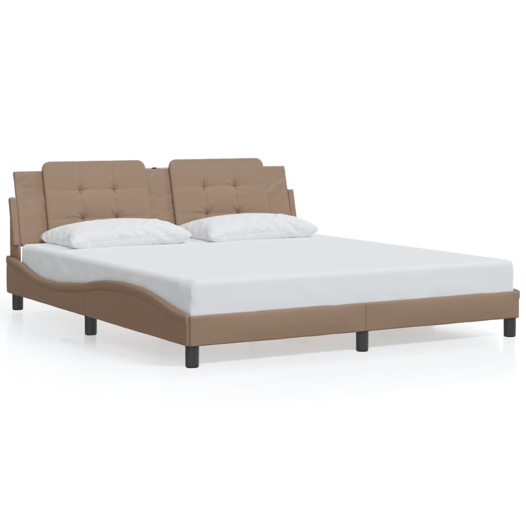 Bettgestell mit LED ohne Matratze "Zadar" Cappuccino-Braun 180x200 cm