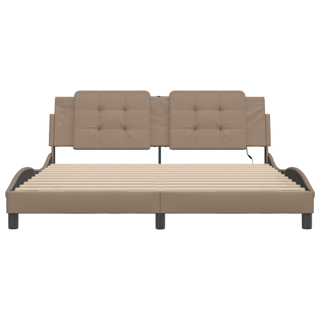 Bettgestell mit LED ohne Matratze "Zadar" Cappuccino-Braun 180x200 cm