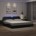 Bettgestell mit LED ohne Matratze "Zadar" Schwarz 200x200 cm