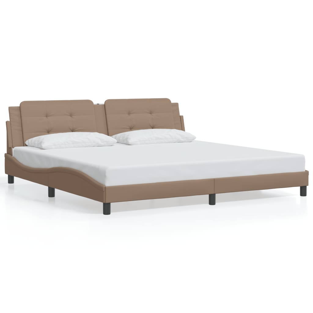 Bettgestell mit LED ohne Matratze "Zadar" Cappuccino-Braun 200x200 cm