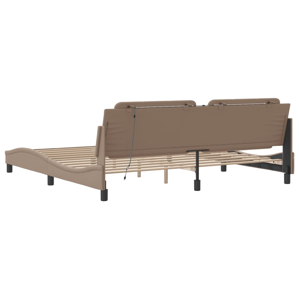 Bettgestell mit LED ohne Matratze "Zadar" Cappuccino-Braun 200x200 cm