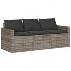6-tlg. Garten-Sofagarnitur mit Kissen Grau Poly Rattan
