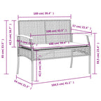 5-tlg. Garten-Essgruppe mit Kissen Grau Poly Rattan