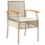 3-tlg. Garten-Essgruppe mit Kissen Beige Poly Rattan