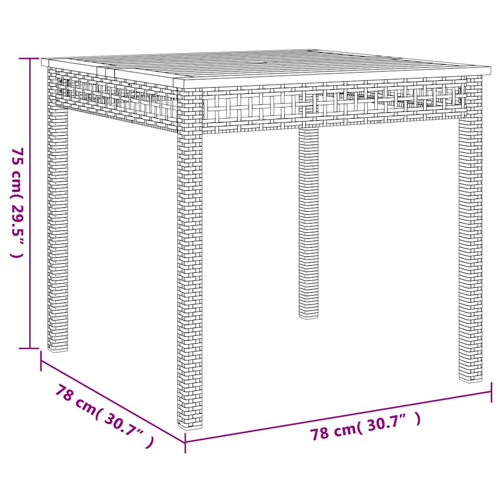 3-tlg. Garten-Essgruppe mit Kissen Beige Poly Rattan