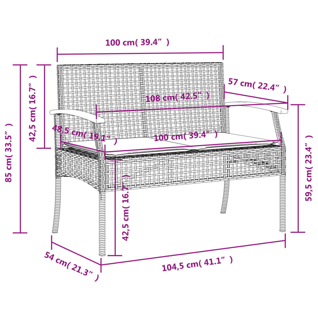 5-tlg. Garten-Essgruppe mit Kissen Beige Poly Rattan