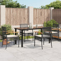 5-tlg. Garten-Essgruppe mit Kissen Schwarz Poly Rattan