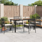 5-tlg. Garten-Essgruppe mit Kissen Schwarz Poly Rattan