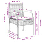 3-tlg. Garten-Essgruppe mit Kissen Beige Poly Rattan