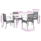 5-tlg. Garten-Essgruppe mit Kissen Beige Poly Rattan