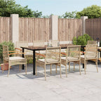 9-tlg. Garten-Essgruppe mit Kissen Beige Poly Rattan