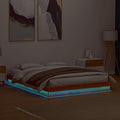 Massivholzbett mit LED-Beleuchtung Wachsbraun 150x200 cm Kiefer
