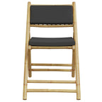 5-tlg. Bistro-Set Klappbar mit Dunkelgrauen Kissen Bambus