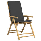 3-tlg. Bistro-Set Klappbar mit Dunkelgrauen Kissen Bambus