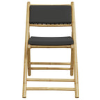 3-tlg. Bistro-Set Klappbar mit Dunkelgrauen Kissen Bambus
