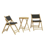 3-tlg. Bistro-Set Klappbar mit Kissen Bambus