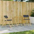 3-tlg. Bistro-Set Klappbar mit Kissen Bambus