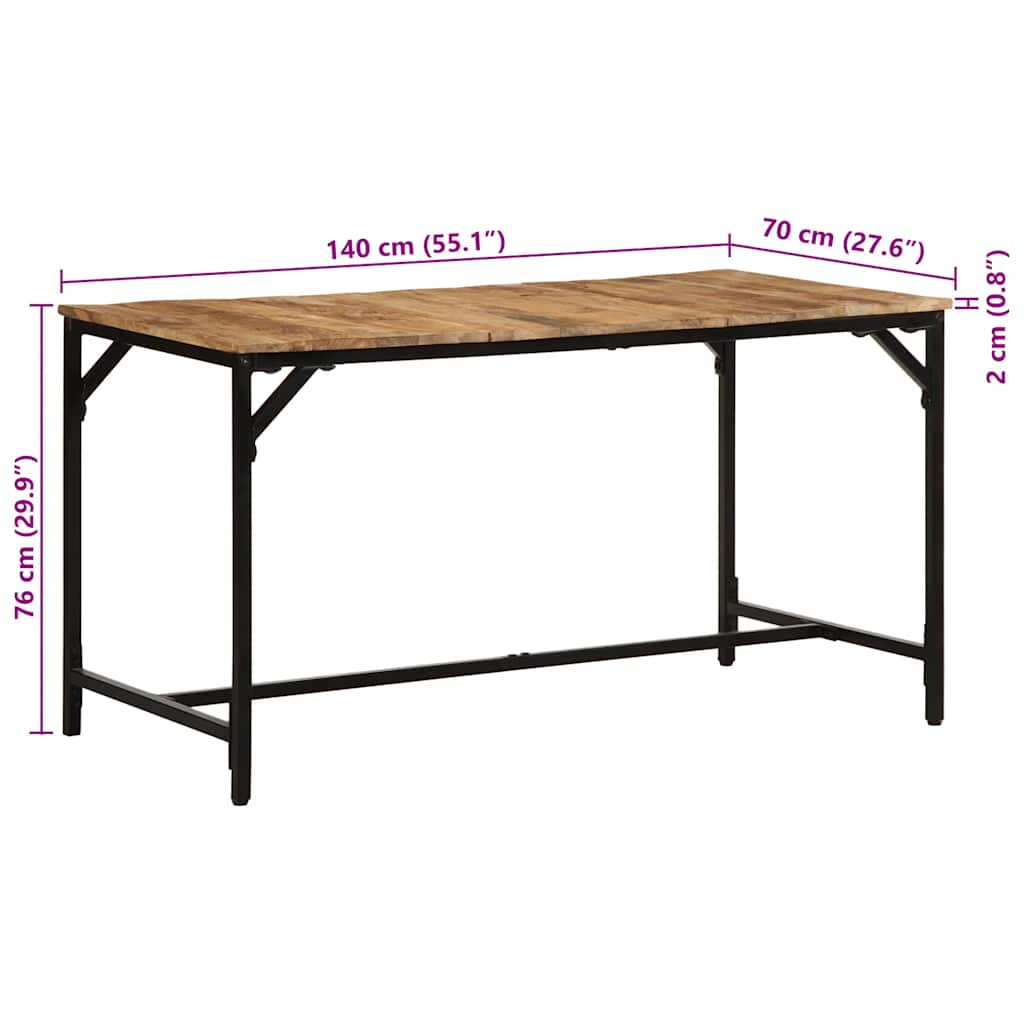 Esstisch 140x70x75 cm Raues Massivholz Mango