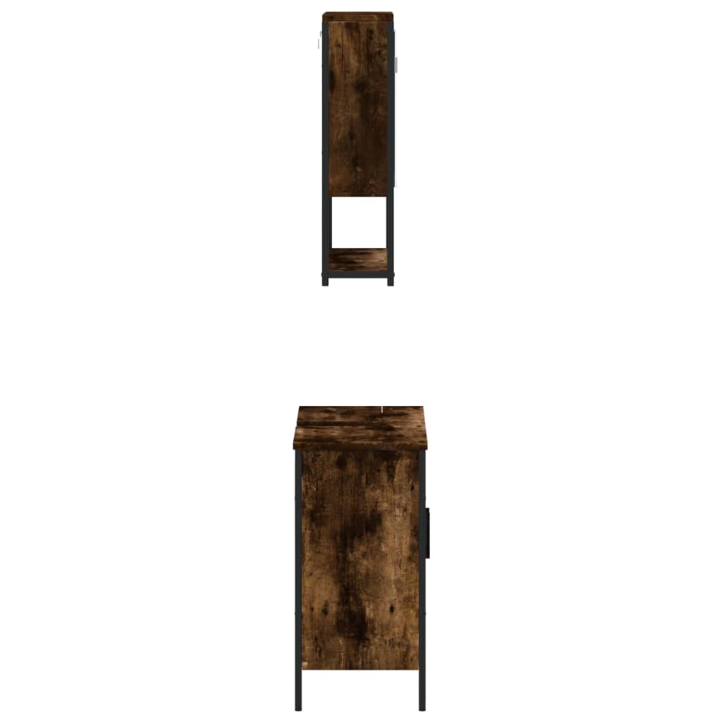 2-tlg. Badmöbel-Set Räuchereiche Holzwerkstoff