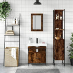 3-tlg. Badmöbel-Set Räuchereiche Holzwerkstoff