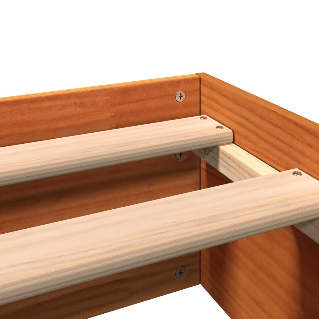 Massivholzbett ohne Matratze Wachsbraun 90x190 cm Kiefernholz