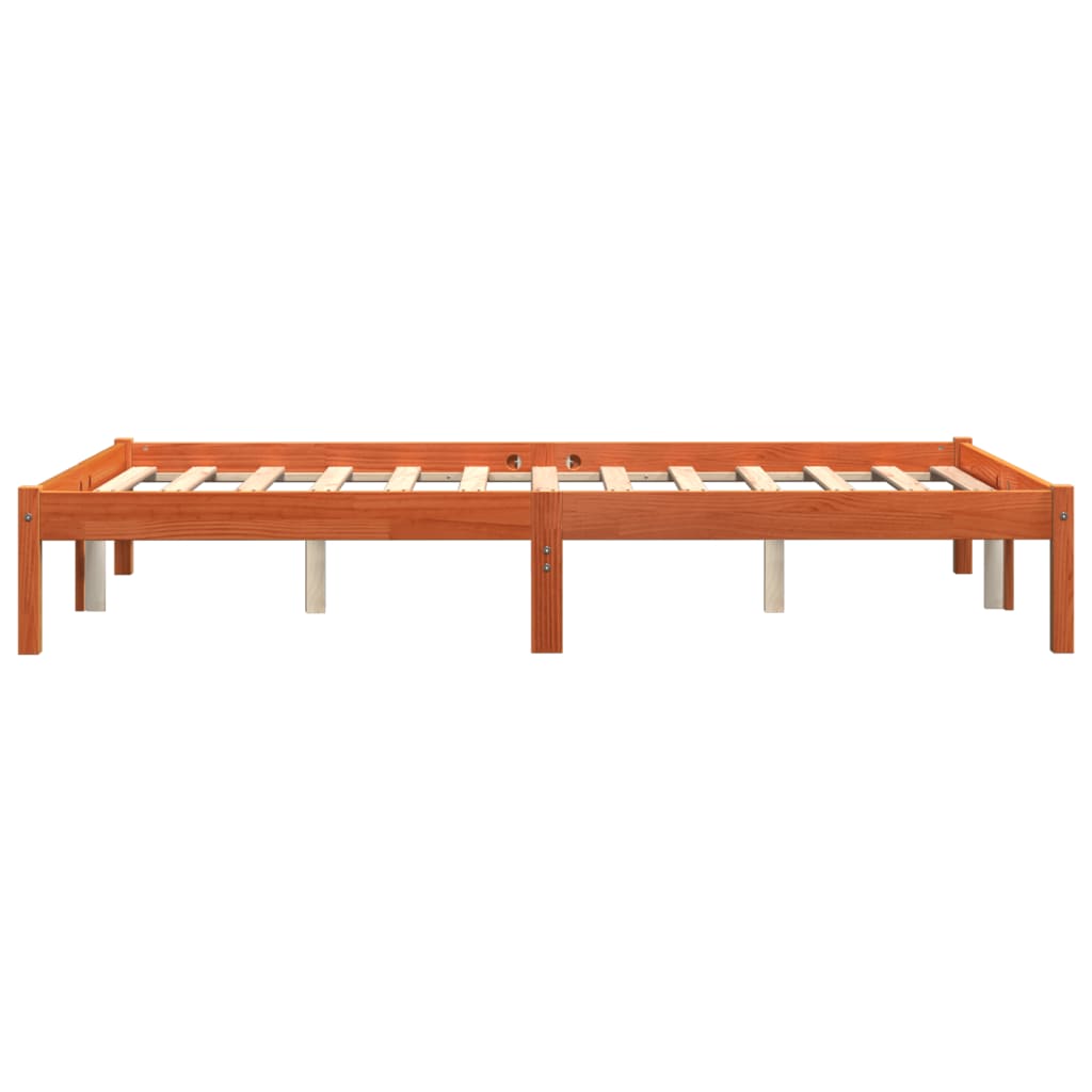 Massivholzbett ohne Matratze Wachsbraun 135x190 cm Kiefernholz
