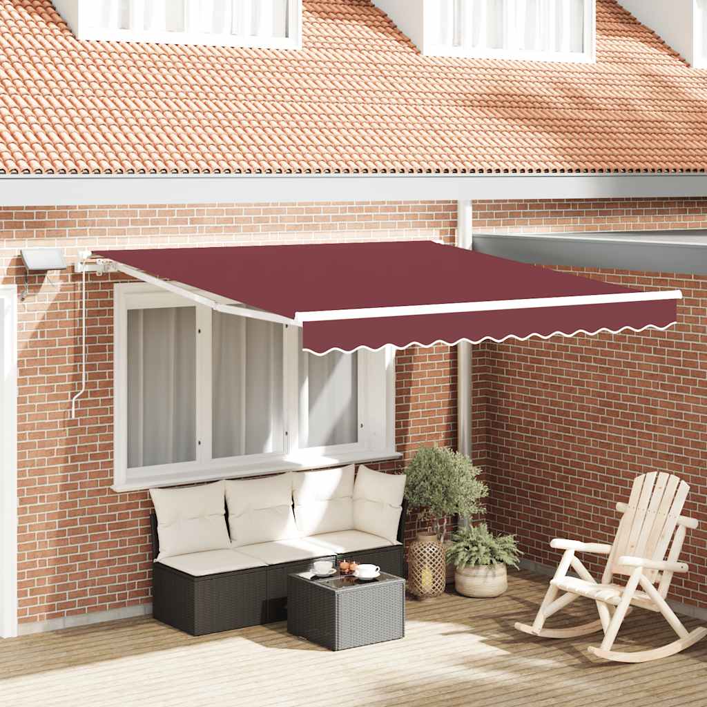 Markise Manuell mit LED Weinrot 300x250 cm