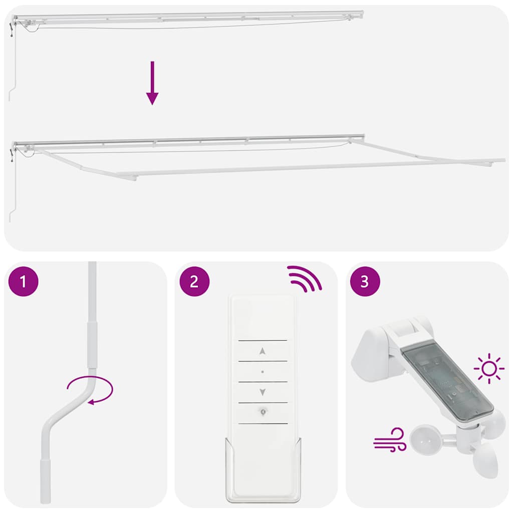 Markise Automatisch mit LED Weinrot 600x300 cm