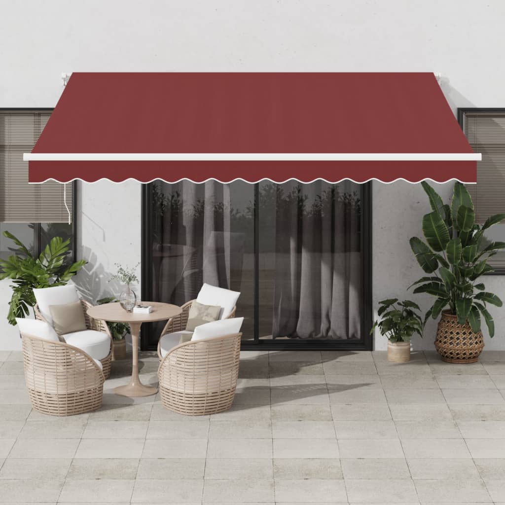 Markise Manuell mit LED Weinrot 400x350 cm