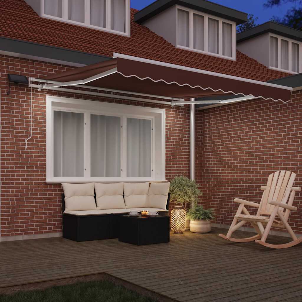 Markise Manuell mit LED Braun 300x250 cm