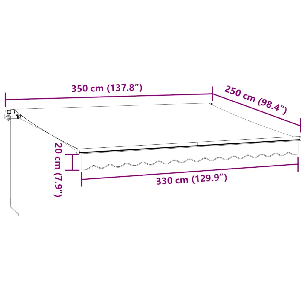 Markise Manuell mit LED Braun 350x250 cm