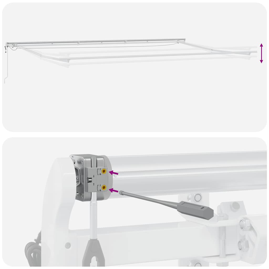 Markise Automatisch mit LED Anthrazit & Weiß 600x300 cm