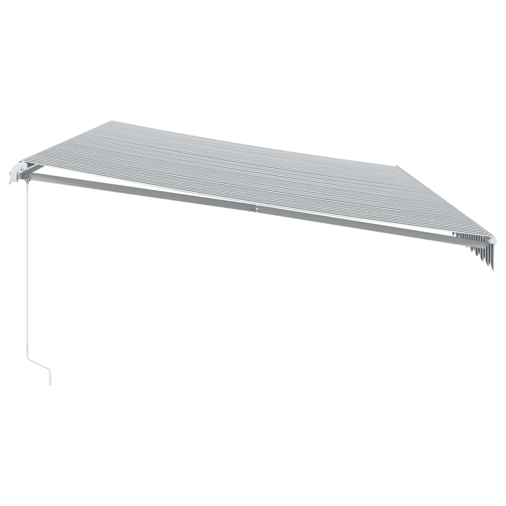 Markise Manuell mit LED Anthrazit & Weiß 600x350 cm