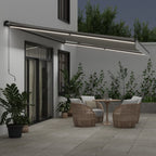 Markise Manuell mit LEDs Anthrazit & Weiß 600x350 cm