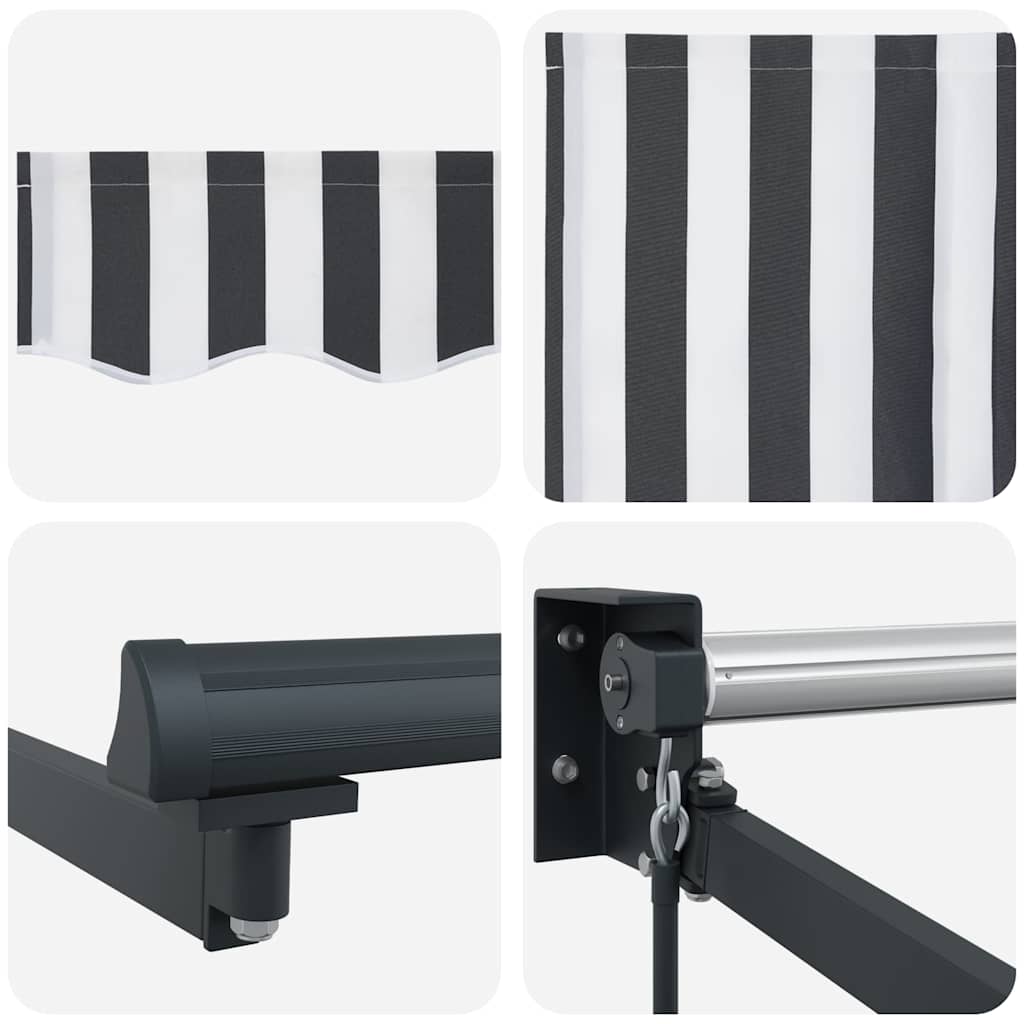 Markise Einziehbar Anthrazit und Weiß 3x2,5 m Stoff & Aluminium