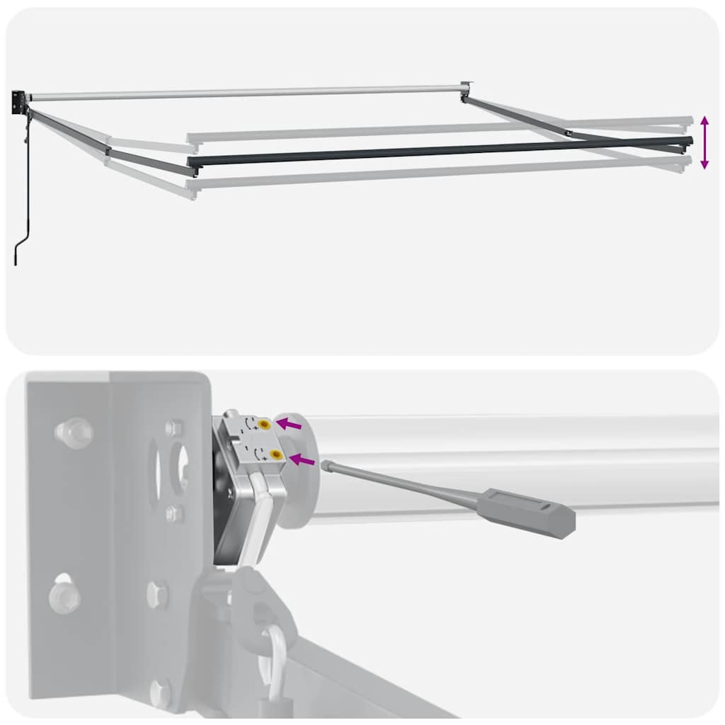 Markise Einziehbar Anthrazit und Weiß 5x3 m Stoff und Aluminium