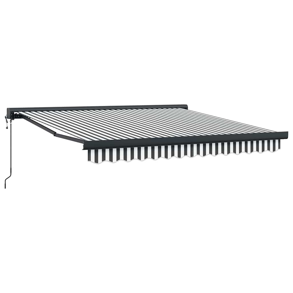 Markise Einziehbar Anthrazit und Weiß 3x2,5 m Stoff & Aluminium