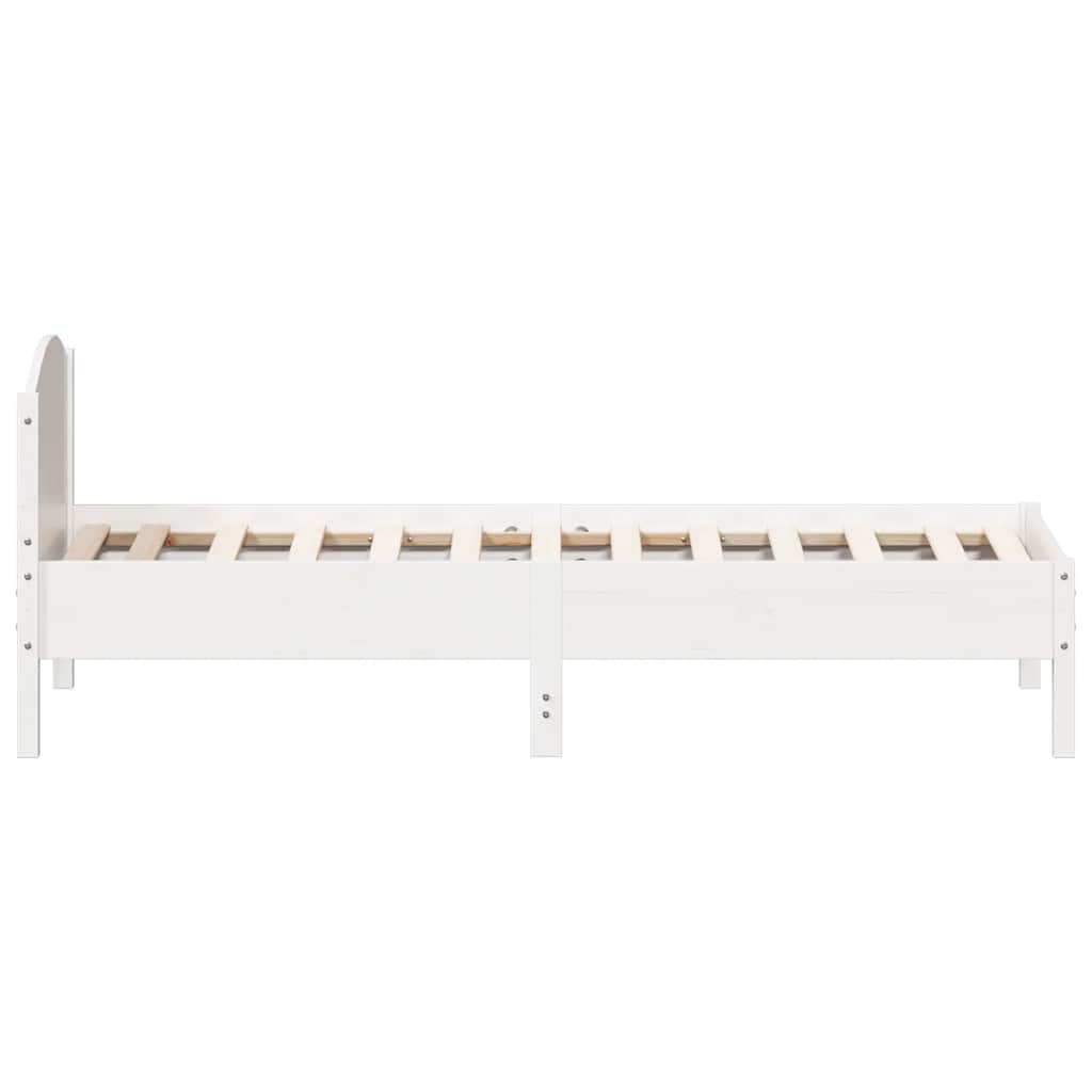 Massivholzbett ohne Matratze Weiß 75x190 cm Kiefernholz
