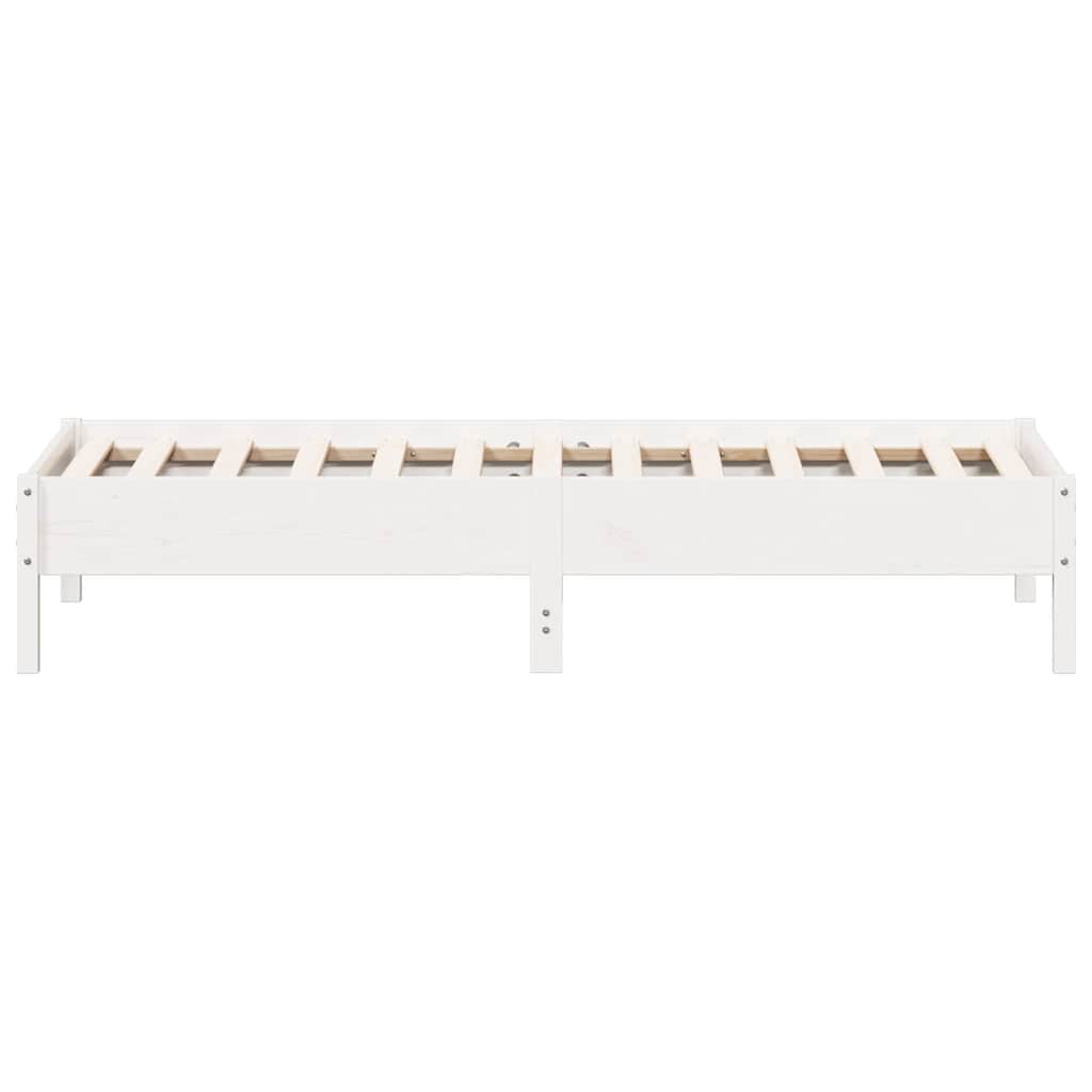Massivholzbett ohne Matratze Weiß 75x190 cm Kiefernholz