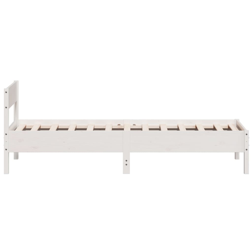 Massivholzbett ohne Matratze Weiß 75x190 cm Kiefernholz